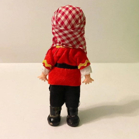 Vintage  Hard Plastic Pirate Boy Doll Open Shut Eyes 6 Inch Tall Figure Flaws - Picture 5 of 16